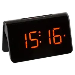 Digitaler Funkwecker ICON TFA Dostmann 60.2543.13, schwarz mit orangenen LED - Wecker mit großen, gut ablesbaren LED-Ziffern, 2 Helligkeitsstufen und individueller Snooze-Funktion. Automatische Zeitaktualisierung über DCF 77 für höchste Genauigkeit.