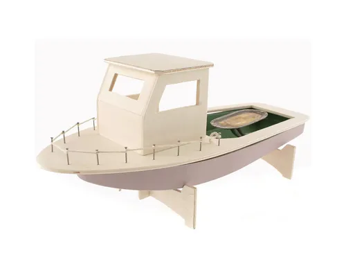 matches21 HOME & HOBBY Fischerboot mit Knatterantrieb Bausatz Holzbaukasten