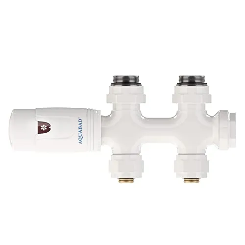Aquabad® Heizkörper Multiblock mit Thermostat - Effiziente Heizkörperanschlussgarnitur - Heizkörperanschlussgarnitur mit 50mm Mittelanschluss und 5-stufigem Thermostat, ideal für präzise Temperaturregelung und maximale Effizienz.
