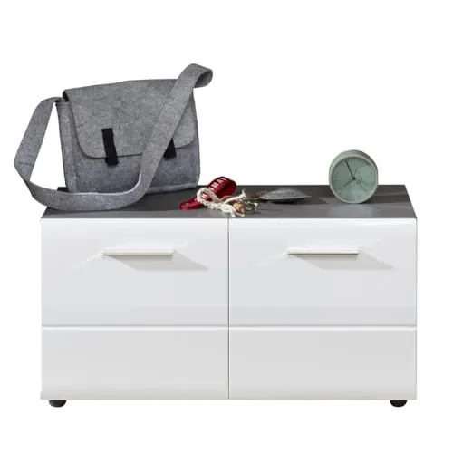 trendteam smart living Schuhkommode Sitzbank - Modernes Design in Sardegna Rauchsilber - Schuhkommode und Sitzbank in einem, mit zwei Türen und zwei Einlegeböden. Pflegeleicht und FSC-zertifiziert, ideal für die Garderobe.