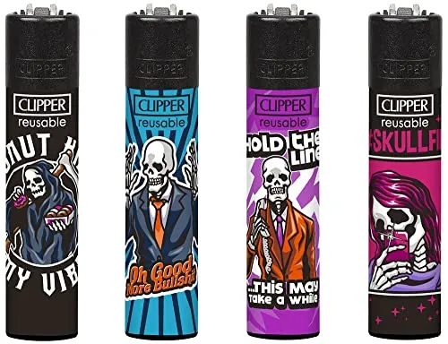 Clipper Feuerzeug 4er Set: (Skulls 23) von sunmondo