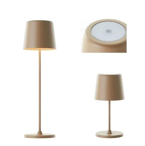 Akku Tischlampe kabellos dimmbar mit Touch-Funktion - beige matt - Elegante Tischlampe für innen und außen, dimmbar und mit Touch-Bedienung. Ideal für stimmungsvolle Beleuchtung auf Fensterbänken oder Tischen. USB-betrieben und mit IP44-Schutz.