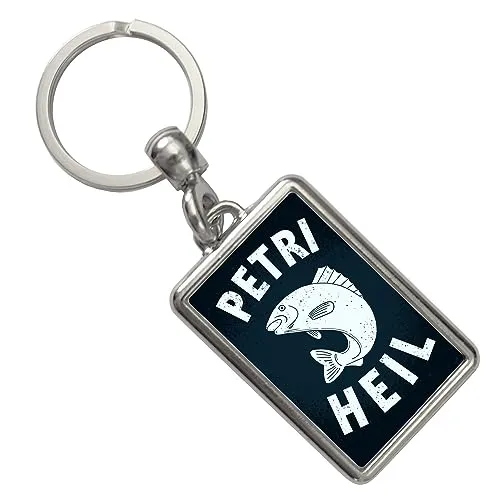 speecheese Petri Heil Fisch Schlüsselanhänger für Angler und Fischer Anhänger für den Schlüsselbund mit Fischmotiv als Geschenk für Angler die beim Angeln etwas Glück gebrauchen können