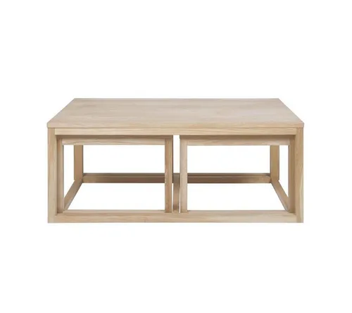 ebuy24 Couchtisch Corn - Eleganter 3-in-1 Couchtisch aus Eiche - Stilvoller Couchtisch bestehend aus 2 kleinen und 1 großen Tisch aus massiver Eiche, ideal für jeden Wohnraum und sorgt für Funktionalität und Eleganz.