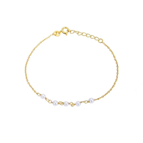 Sterlingsilber in Gold getaucht Fein Armband mit 3,5 mm Perlen
