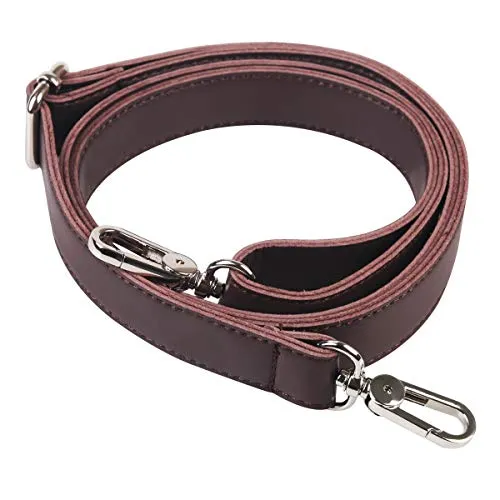 BOMKEE Leder Schultergurt 61 Zoll Universal Ersatz einstellbar mit Metallwirbel Haken für Schulter Crossbody Bag Aktentasche Messenger Bag Geldbörse Schultertasche Handtasche Straps (Braun)