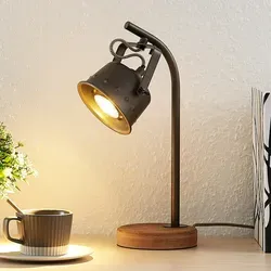 Lindby Tischlampe Rubinjo - Vintage Holz Tischleuchte mit Schalter - Tischlampen: Hochwertige Retro-Lampe aus Holz mit Schalter für individuelle Lichtgestaltung, ideal für eine gemütliche Atmosphäre in jedem Raum.