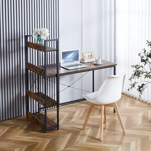 Mevsim Store Schreibtisch - Computertisch 120x60x75 cm - PC-Schreibtisch, PC-Schreibtisch - Bürotisch - Holz + Regal Computertisch - Büro,für Wohnzimmer, Brauner Holzschreibtisch
