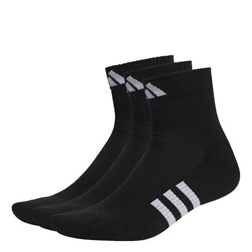 adidas Unisex Performance Cushioned Mid-Cut Socks 3 Pairs, Black/Black/Black, 37-40