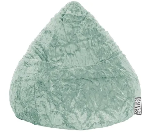Sitting Point Sitzsack Fluffy L - Salbei, 120 Liter - Sitzsack für Kinder bis 7 Jahre, flauschiger Webplüsch und hochwertige Polystyrol-Füllung, Made in Germany für besten Komfort.