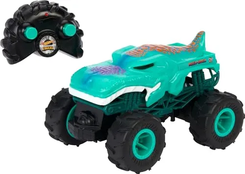 Hot Wheels Monster Trucks Mega-Wrex RC Spielzeug - App- & ferngesteuerte Autos, 1:24 Maßstab mit All-Terrain-Reifen für drinnen und draußen, ideal für Wheelie-Stunts und Abenteuer!