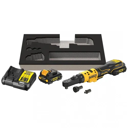 DeWalt Akku-Ratsche 1/4-3/8Z 12V, inkl. Akku XR 3 Ah - Akkuschrauber mit 12V Leistung und 3 Ah Akku, ideal für präzise Arbeiten und maximale Flexibilität ohne Kabel.