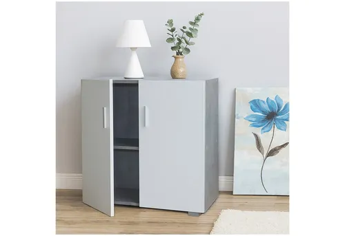 HTI-Living Sideboard Sideboard 2 Fächer Thekla Beton-Weiß (Stück, 1 St., 1 Sideboard), Kommode Midischrank