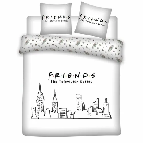 Difuzed Aymax S.P.R.L. Friends Bettwäsche für Doppelbett - Bettwäsche-Set 240 x 220 cm mit 2 Kopfkissenbezügen, ideal für Fans der Serie Friends, maschinenwaschbar und pflegeleicht.