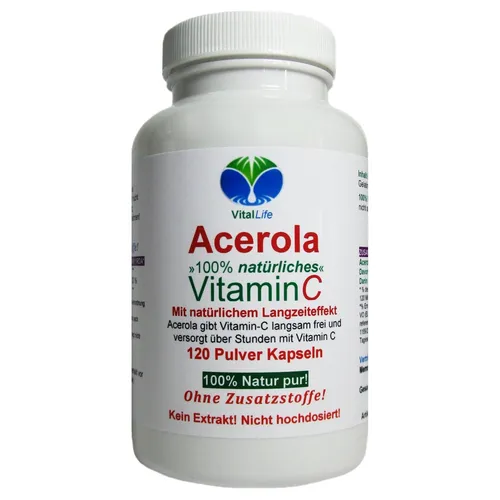 Acerola Acerolakirsche 120 Kapseln natürliches Vitamin C Natur Pur. 26389