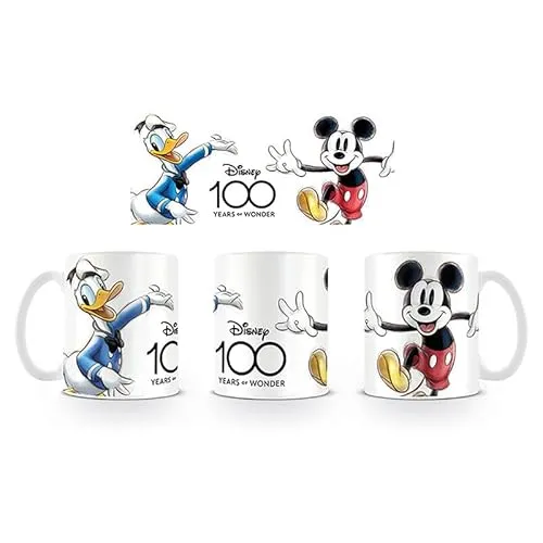 Disney Mickey Mouse und Ente Donald Tasse zum 100. Jahrestag, Keramik, 315 ml