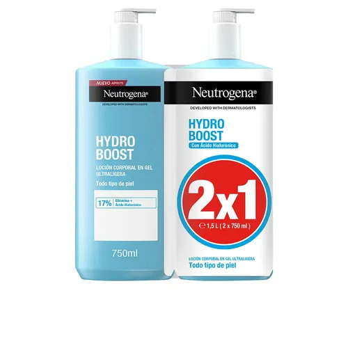 Neutrogena Hydro Boost Moisturizing Gel Lotion - 2x750ml - Tagescremes mit feuchtigkeitsspendendem Gel, perfekt für normale Haut. Verbessert die Hautelastizität und sorgt für ein frisches Hautgefühl.