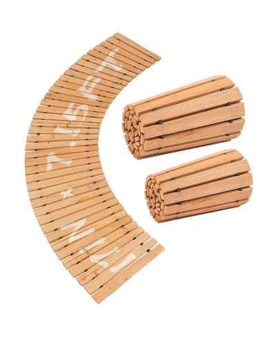 VEVOR Rollweg Gartenweg aus Zedernholz 218x43 cm - Rasenkanten: Ausrollbarer Holzweg aus wetterbeständigem Zedernholz, ideal für Gärten und Terrassen, bietet eine rutschfeste Oberfläche und einfache Lagerung.