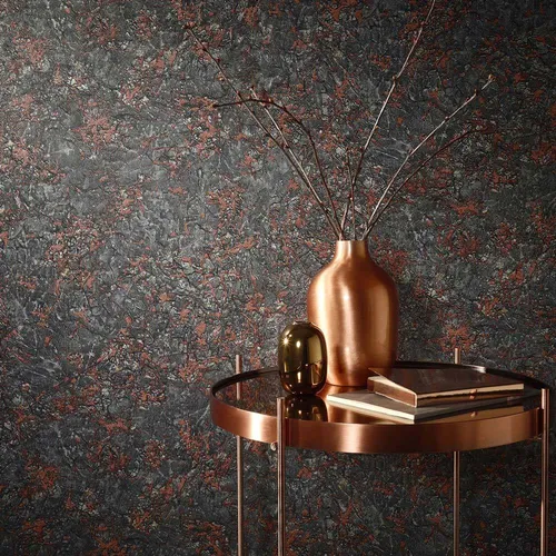 Erismann Vliestapete Schwarz Kupfer Metallic - Hochwertige Tapete in Gestein Optik, leicht zu tapezieren, hoch wasch- und lichtbeständig, ideal für stilvolle Räume.