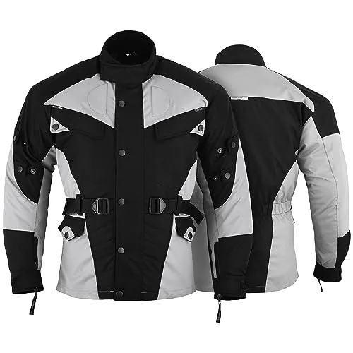 German Wear Motorradjacke Herren mit geprüften Protektoren - Schwarz/Hellgrau - L - Schutzjacke für Motorradfahrer mit herausnehmbaren Protektoren und wasserabweisendem Material. Optimaler Schutz und Komfort bei jeder Fahrt, ideal für Biker.