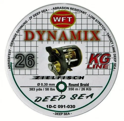 WFT Dynamix Round Deep Sea grün 520m - Angelschnur für Meeresangeln, ideal für Dorsch und Heilbutt, mit einer Tragkraft von 26kg und einem Durchmesser von 0,30mm – perfekt für Multirollen.