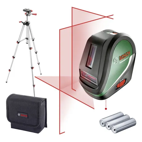 Bosch Kreuzlinienlaser UniversalLevel 3 Basic - Präziser Kreuzlinienlaser für exakte Ausrichtungen, inklusive Batterien - ideal für Heimwerker und Profis.
