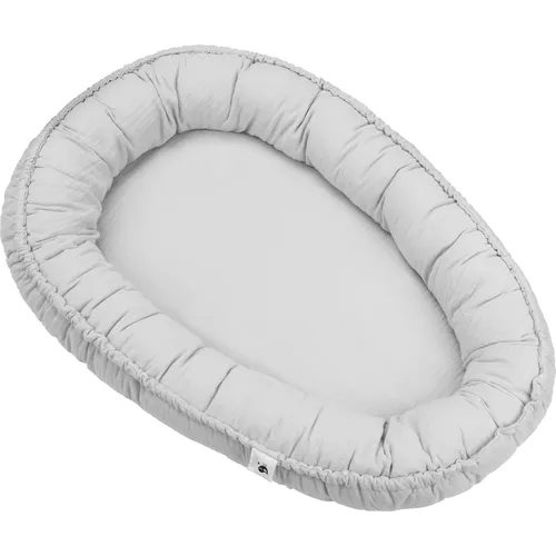 Julius Zöllner Kuschelnest NIDO, Musselin grau - Nestchen für Babys, 55x80 cm, aus 100% Baumwolle für höchsten Komfort, ideal ab Geburt, pflegeleicht bei 40° Schonwäsche, Made in Germany.