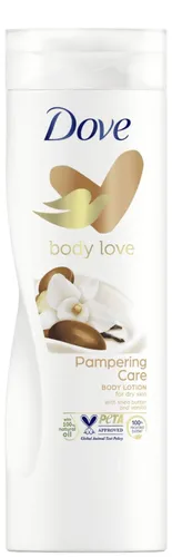 Dove Purely Pampering Shea Butter Bodylotion 400 ml - Bodylotion für Damen mit Karitébutter und Vanille, spendet intensive Feuchtigkeit und pflegt die Haut geschmeidig. Ideal gegen trockene Haut und Spannungsgefühle.