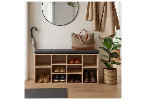 HTI-Living Schuhbank mit 10 Regalfächern und Sitzpolster in blau von HTI-Line