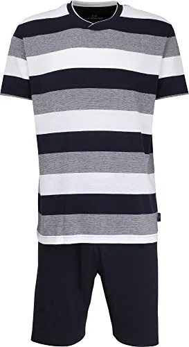 GÖTZBURG Herren Shorty Pyjama kurz - 2 tlg. in Blau, Größe 54 - Herren-Nachtwäsche aus bügelfreiem Single Jersey, ideal für angenehme Nächte mit Klimafunktion und optimalem Tragekomfort.