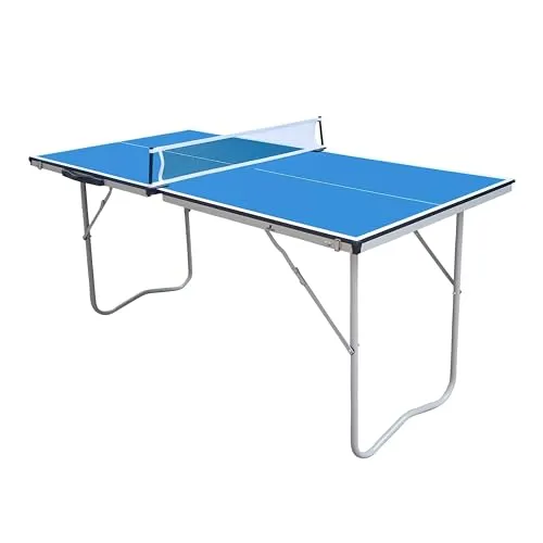 Cougar Tischtennisplatte Mini 1500 Basic Klappbar in Blau - Klappbare Tischtennisplatte für drinnen, kompakt und platzsparend, ideal für Spaß und Bewegung in jedem Raum.