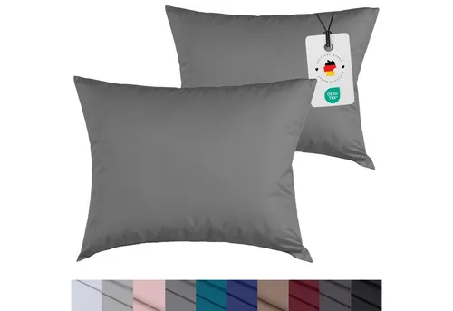 Carpe Sonno Kissenbezug 40x40 40x80 80x80 80x40 2er Set Kissenhülle Mikrofaser Kissenbezug, (2 Stück), Kopfkissenbezug 40 x 40 cm, Uni Grau einfarbig