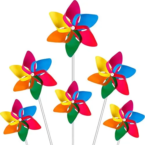 Modou 20x Windmühle Windrad Windspiel für Garten Gartenstecker im Regenbogen Design,UV-beständig und wetterfestals Garten-Deko, Party-Artikel & Vogelschreck