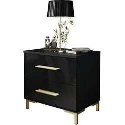 NACHTTISCH LINA GOLD mit Beinen, Hochglanz