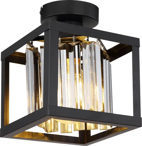 Deckenleuchte MATHILDE: Elegante 1-flammige Leuchte aus Glas und Metall - Moderne Deckenleuchte für vielseitige Einsätze in Küche oder Wohnbereich. Mit dimmbarem E27 Leuchtmittel anpassbar und stilvolles Design mit Metallkäfig und rauchfarbigem Glas.