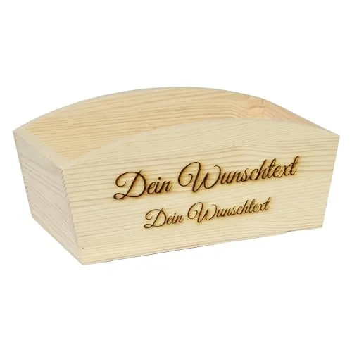 CHICCIE Geschenkkorb Personalisierbar Wunschtext 24x13x8cm Abgerundet Präsentkorb Holz Geschenkidee Holzkiste Hochzeit Geburtstag Ruhestand Personalisierung