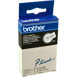 Brother P-Touch Band TC-201  schwarz auf weiß  12mm / 7,7m  laminiert