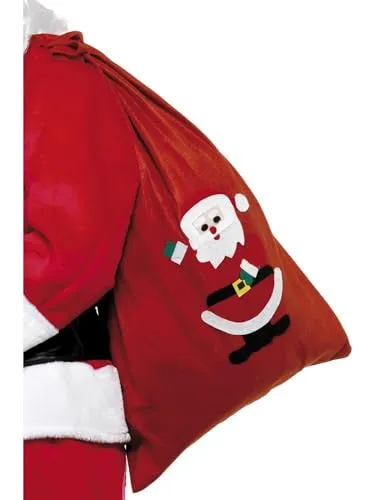 Smiffys Weihnachtsmannsack, Rot, mit Motiv und Zugband, 35.4 x 23.6 Halloween
