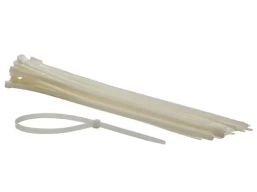 Perel Kabelbinder Nylon weiß, 50 Stück, Kabelbinder 500 x 8,8 mm, UV-beständig, selbstverriegelnd, 80 kg Zugkraft, für schwere Anwendungen drinnen und draußen