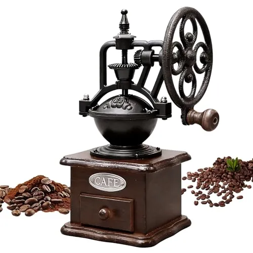Manuelle Kaffeemühle, Vintage-Stil Hölzerne Handkaffeemühle, Tragbare Handmühle Mit Einstellungen & Catch Schublade, Kaffeebohnenmühle Für Kaffeebohnen, Gewürze, Pfeffer