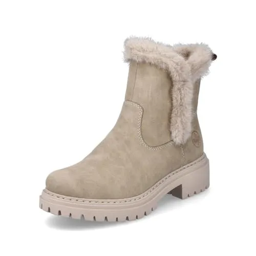 Rieker Schlupf/Reißverschlussstiefelette Warmfutter 72682-60 - Wanderschuhe für Damen, wasserfest und atmungsaktiv mit warmem Teddyfellfutter für höchsten Komfort bei kaltem Wetter. Ideal für nasse Wintertage!