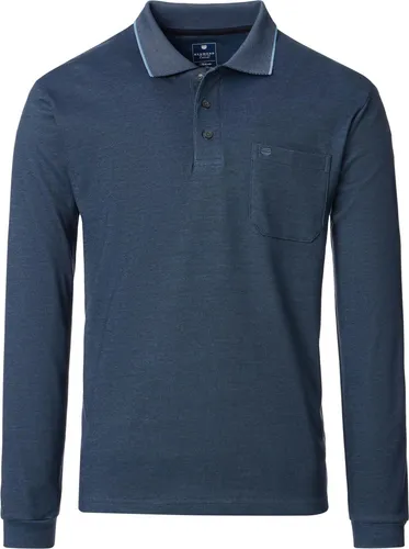 Redmond Herren Polo-Shirt Langarm - Blau, Größe S - Stylisches Herren Poloshirt in Blau mit Langarm und uni Muster, perfekt für Freizeit und Büro. Hergestellt aus 60% Baumwolle für hohen Tragekomfort.