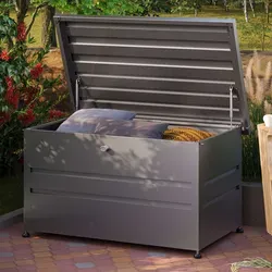 PRIMEYARD Gartenbox 132 x 64 cm, anthrazit - Sonstige Gartenmöbel: Die hochwertige Gartenbox DAVID von PRIMEYARD bietet sicheren Stauraum für Werkzeuge und Sitzkissen, mit langlebiger Stahlkonstruktion und 10 Jahren Garantie gegen Durchrostung.