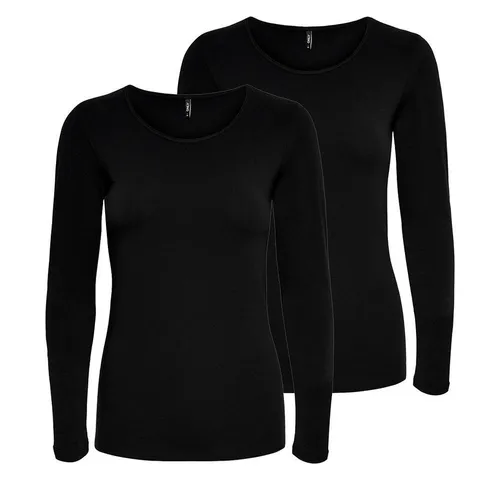 ONLY Longsleeve Damen-Shirt Schwarz - Bequemes Basic Oberteil - Entdecken Sie das ONLY Longsleeve-Shirt in Schwarz, hergestellt aus 95% Baumwolle und 5% Elasthan. Atmungsaktiv und vielseitig kombinierbar, ideal für jeden Anlass!