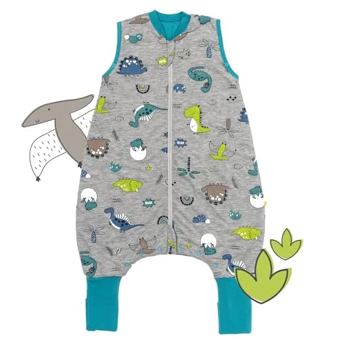 schlummersack Baby Schlafsack mit Füßen Sommer 1 Tog 60 cm dünn Dino | Schlafsack mit Beinen und verlängerten Bündchen für eine Körpergröße von 60-70cm | Schlafsack Baby Sommer Frühling