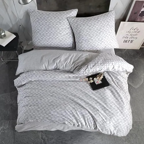 nordqueen Renforce Bettwäsche,100% Baumwolle Bettbezug aus Atmungsaktive, Angenehme Schlafkomfort,Winter Bettwäsche-Set mit Kissenbezug Bettbezug mit Reißverschlus (Duha, 155X220 cm)