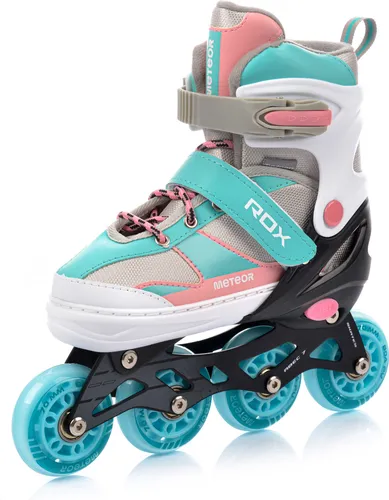 meteor ROX Inlineskates Kinder S 30-33 rosa/hellblau - Inline Skates für Kinder mit anpassbarem Design, ABEC-7-Kugellagern und sicherem 3-in-1-Verschluss für maximalen Komfort und Sicherheit beim Fahren.