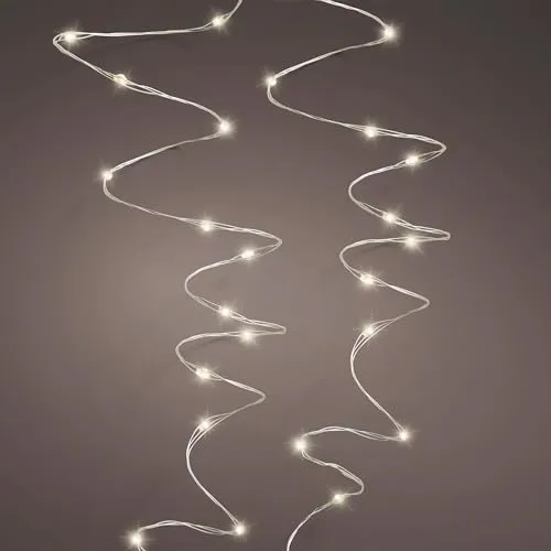 Spetebo LED Draht Lichterkette 5 m - 100 LED/warmweiß - Deko Beleuchtung für Außen mit 8 Funktionen - Batterie betrieben auf Silberdraht