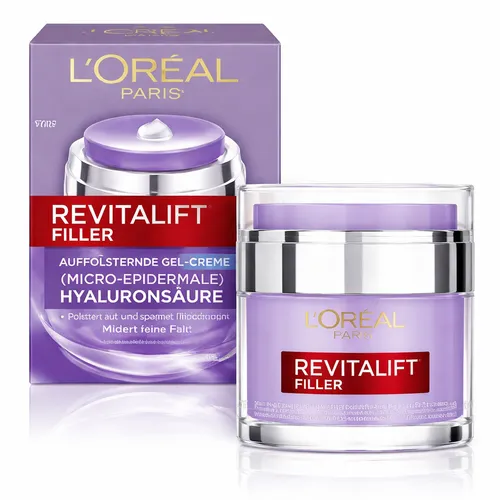 L'Oréal Paris Revitalift Filler Plumping Gel-Creme 50 ml - Feuchtigkeitsspendende Gesichtscreme mit innovativer Formel für eine strahlende Haut. Ideal für die tägliche Pflege, unterstützt die Elastizität und sorgt für ein frisches Aussehen.