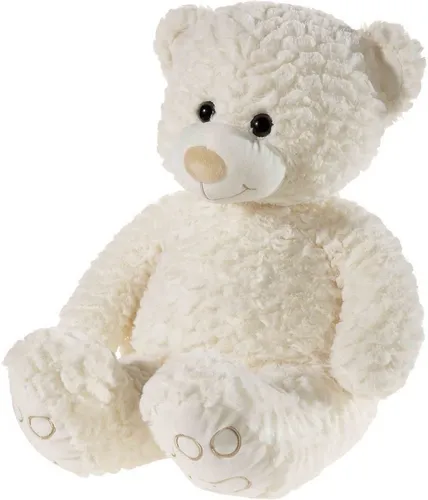 Heunec 493254 - BÄR Maskottchen schlenkernd creme, 70 cm - Spielware, aus weichem Curly-Material, perfekt zum Kuscheln und Spielen, mit runden Augen und brauner Nase.
